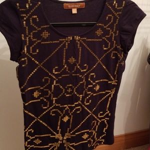 BLING navy top with hold sequins, fancy!
